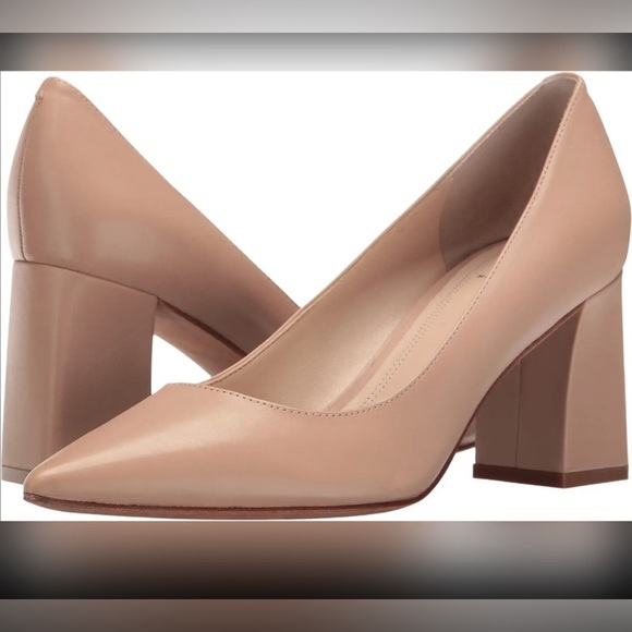 Marc Fisher Zala Block Heel Pointy Toe Pump Light Natural Women's Size 9 - Picture 1 of 11